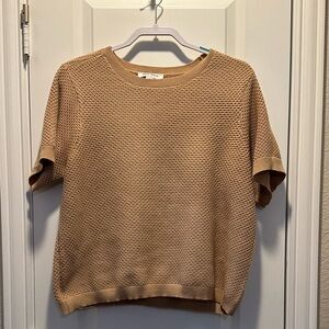 Nine West Short Sleeve Tan Knit Sweater